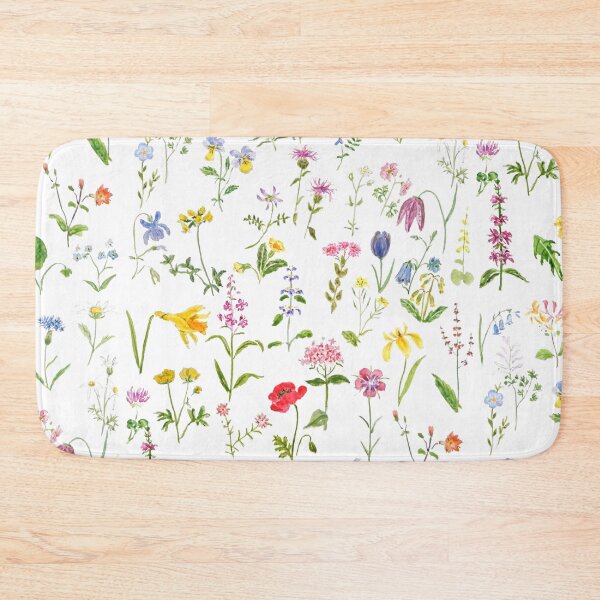 Item preview, hand painted botanical colorful countryside wildflowers watercolor painting designed and sold by ColorandColor.