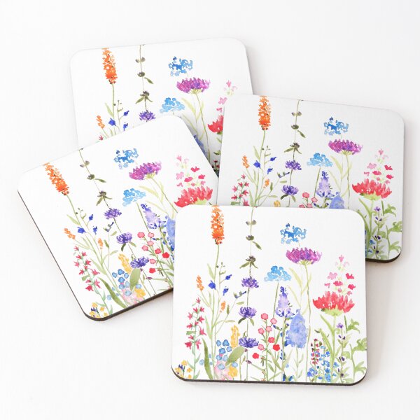 Item preview, hand painted colorful wild flowers watercolor painting designed and sold by ColorandColor.