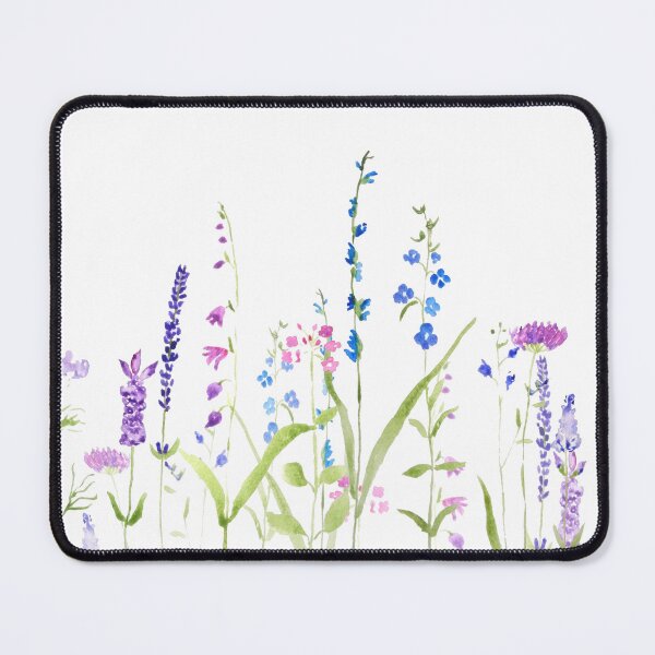 Item preview, hand painted purple blue wild flowers watercolor painting designed and sold by ColorandColor.