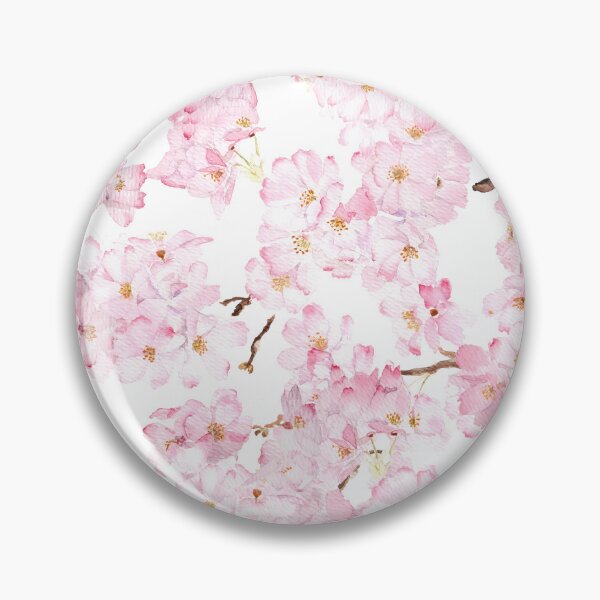 Item preview, Pink cherry blossom pattern in white background hand painted  designed and sold by ColorandColor.