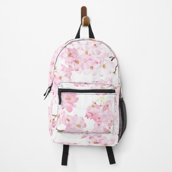 Item preview, Pink cherry blossom pattern in white background hand painted  designed and sold by ColorandColor.
