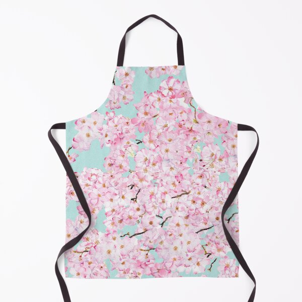 Item preview, pink cherry blossom in blue background hand painted designed and sold by ColorandColor.