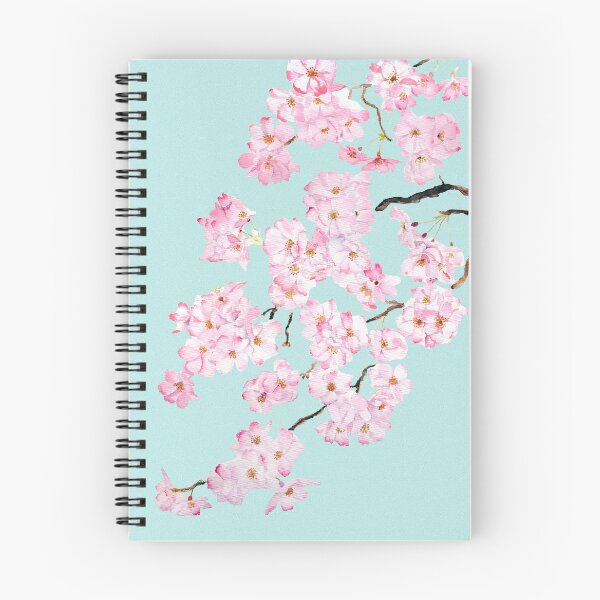 Item preview, Delicate Pink cherry blossom in blue background watercolor 2024 hand painted  designed and sold by SelenePaintings .