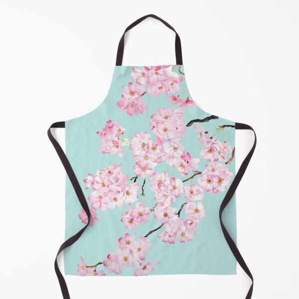 Item preview, Delicate Pink cherry blossom in blue background watercolor 2024 hand painted designed and sold by ColorandColor.