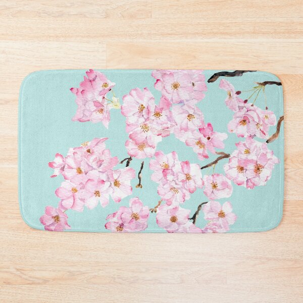 Item preview, Delicate Pink cherry blossom in blue background watercolor 2024 hand painted  designed and sold by ColorandColor.
