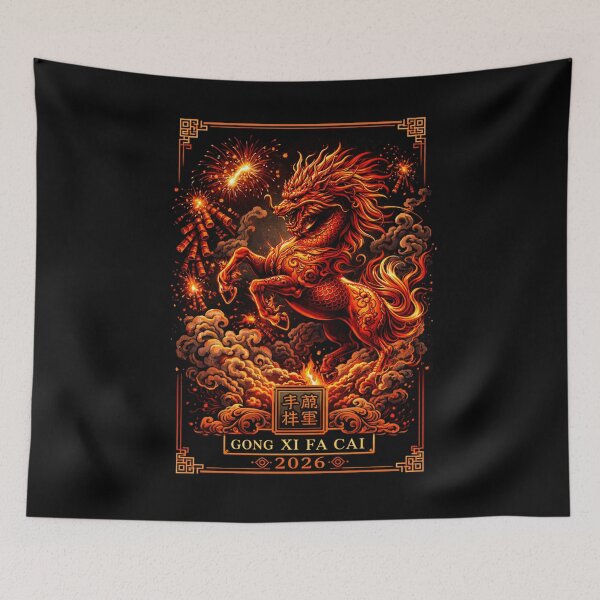 Item preview, Fiery Gong Xi Fa Cai 2026 – Year of the Fire Horse Chinese New Year Art Poster designed and sold by JaaCreativeShop.