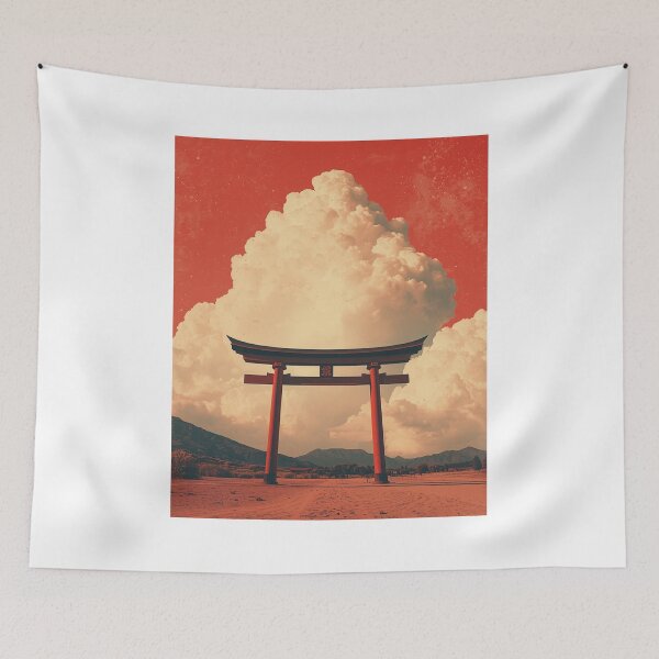 Item preview, Red Torii Gate Beneath Monumental Clouds designed and sold by DigitalStudioZT.