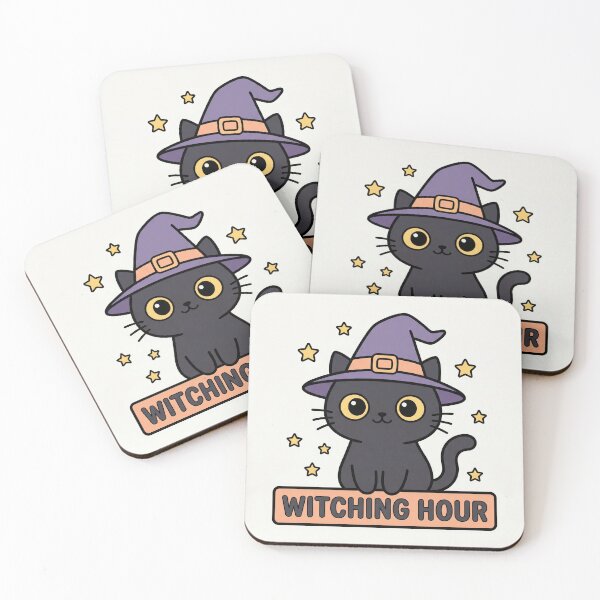 Item preview, Cute Witch Cat Art Print | Witching Hour Kawaii Cat Illustration | Cozy Spooky Wall Art designed and sold by AbstractAuraArt.