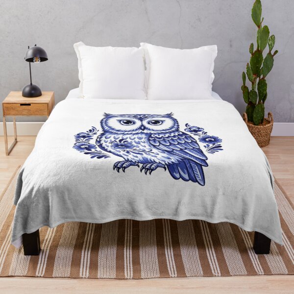 Item preview, Ornate Owl Surrounded by Blue Flowers designed and sold by AnnArtshock.