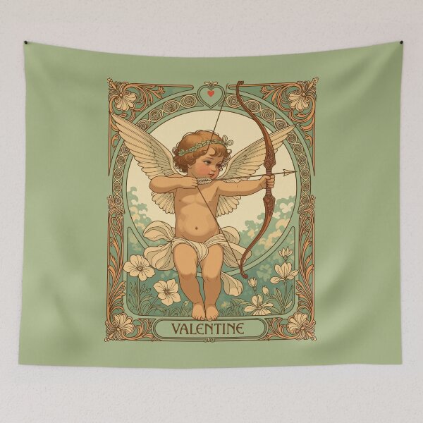 Item preview, Valentine Cherubic Figure With A Garland and Florals designed and sold by taiche.