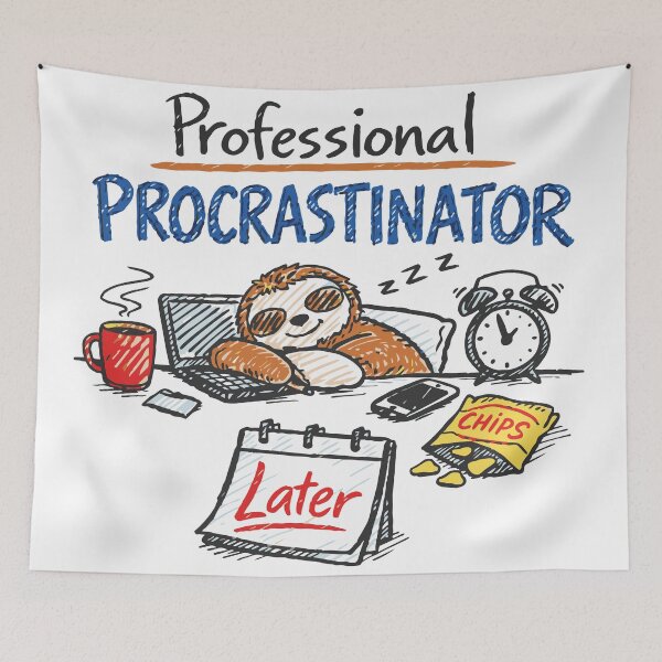 Item preview, Professional Procrastinator – Funny Sloth Doodle designed and sold by CreareAT.