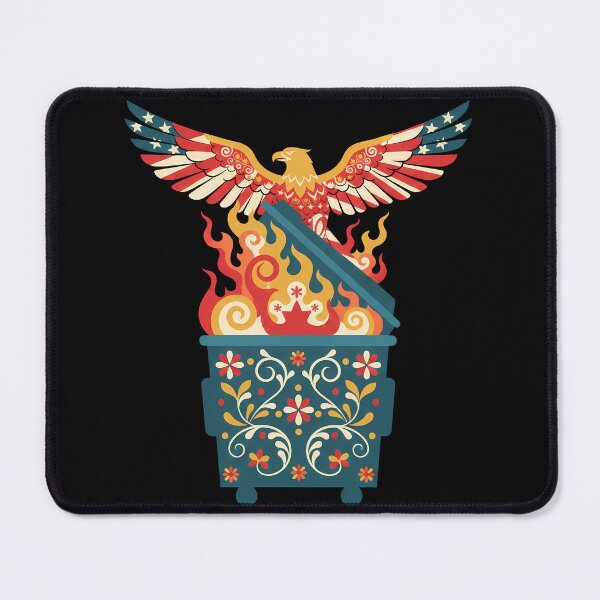 Item preview, American Eagle Rising from Burning Dumpster Fire Symbol – Scandinavian Folk Art by heidiannemorris © designed and sold by FOLK ART FUSION by heidiannemorris.