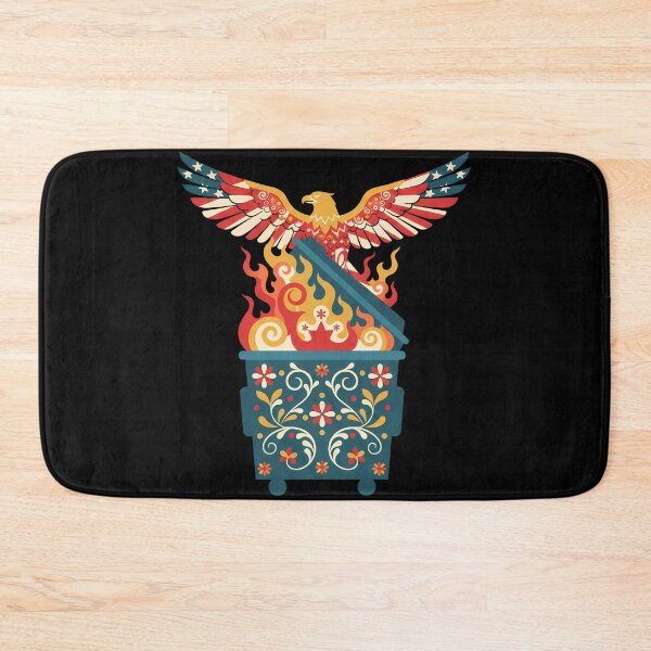 Item preview, American Eagle Rising from Burning Dumpster Fire Symbol – Scandinavian Folk Art by heidiannemorris © designed and sold by FOLK ART FUSION by heidiannemorris.