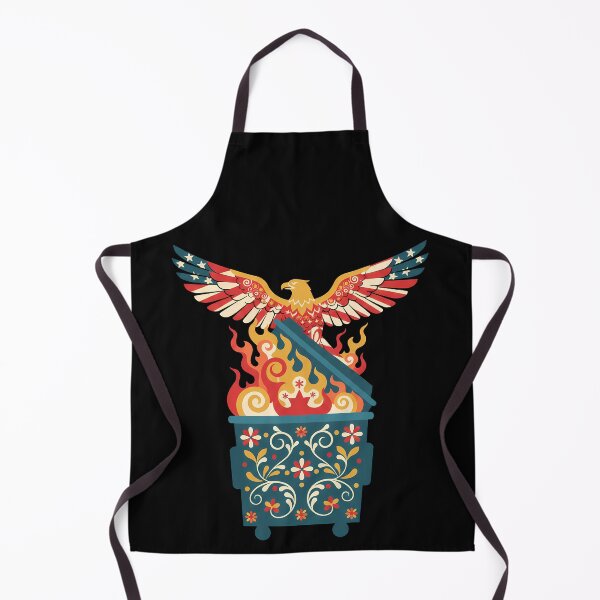 Item preview, American Eagle Rising from Burning Dumpster Fire Symbol – Scandinavian Folk Art by heidiannemorris © designed and sold by FOLK ART FUSION by heidiannemorris.