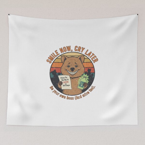 Item preview, Funny Quokka Success Satire – Smile Now Cry Later Retro 90s Vintage Art designed and sold by FakeJoo.