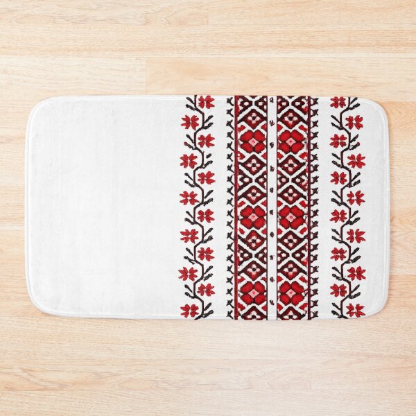 Item preview, Folk Embroidery Inspired Geometric Pattern – Red Black Eastern European Ornament (AI Generated) designed and sold by Cleora Art .