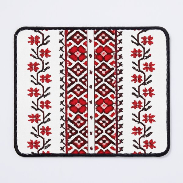 Item preview, Folk Embroidery Inspired Geometric Pattern – Red Black Eastern European Ornament (AI Generated) designed and sold by Cleora Art .