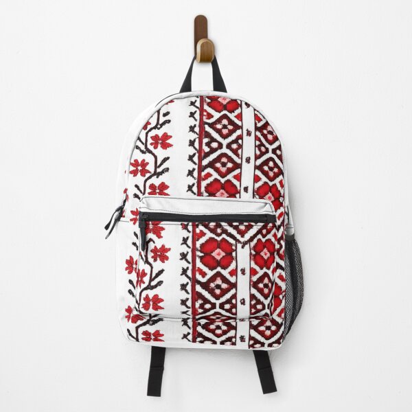 Item preview, Folk Embroidery Inspired Geometric Pattern – Red Black Eastern European Ornament (AI Generated) designed and sold by Cleora Visuals.