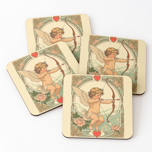 Item preview, Cute Cherubic Figure With Hearts and Roses designed and sold by taiche.