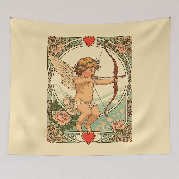 Item preview, Cute Cherubic Figure With Hearts and Roses designed and sold by taiche.