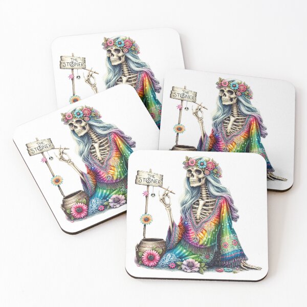 Item preview, The Stoner Skeleton Hippie Snarky Skeleton Funny Cannabis Art designed and sold by Lulunza.