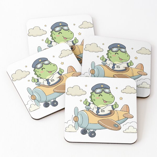 Item preview, Pilot Dino – Cute Dinosaur Flying Airplane Cartoon Illustration designed and sold by MeeraArts&Crafts.
