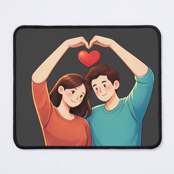Item preview, Cute Couple Forming a Korean Heart Gesture designed and sold by mycreastyle.