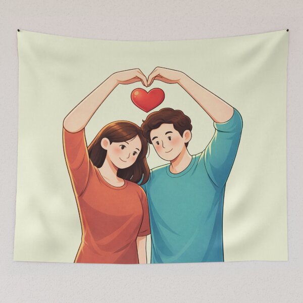 Item preview, Cute Couple Forming a Korean Heart Gesture designed and sold by mycreastyle.