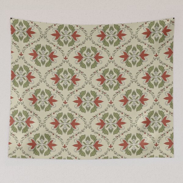 Item preview, Vintage Botanical Ogee - Brick & Olive designed and sold by dreamprint.