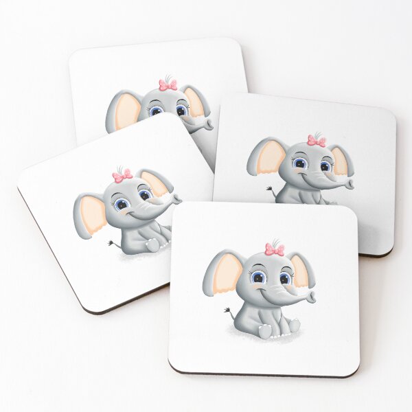Item preview, Cute Baby Elephant with Pink Bow Girl Birth designed and sold by Tom Illustrations.