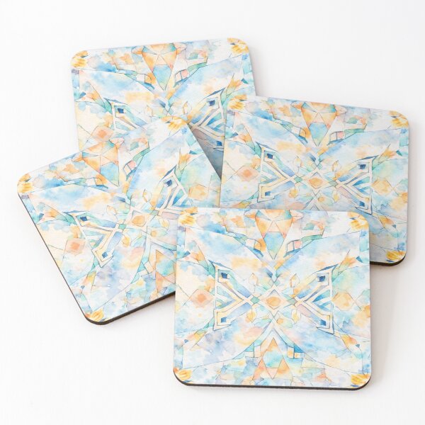 Item preview, Watercolor Sunpetal Mosaic – Blue & Golden Harmony designed and sold by Colorshow-relax.
