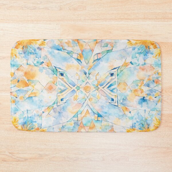 Item preview, Watercolor Sunpetal Mosaic – Blue & Golden Harmony designed and sold by Colorshow-relax.