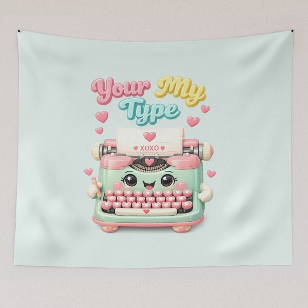 Item preview, "You're My Type" - Cute Retro Typewriter | Kawaii Valentine's Day Art designed and sold by Moons Studio.