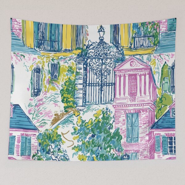 Item preview, Parisian courtyards, markers sketch designed and sold by SophieClimaArt.