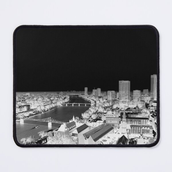 Item preview, Frankfurt Skyline Main Riverbank – Modern Black and White City Design designed and sold by Mauswohn.