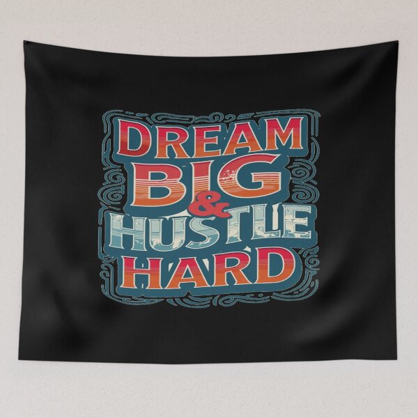 Item preview, Motivational Quote Poster – Dream Big & Hustle Hard – Bold Typography Wall Art for Entrepreneurs designed and sold by Bright Nest Studio.