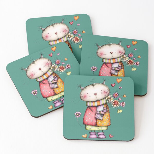 Item preview, Cute Cat Holding A Flower Bouquet designed and sold by ByNicoleSara.
