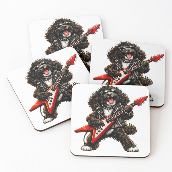 Item preview, Black Cockerpoo playing guitar looking cool in shades - birthday gift idea designed and sold by Dazzio Designs.
