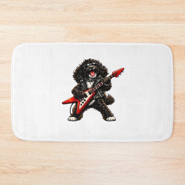 Item preview, Black Cockerpoo playing guitar looking cool in shades - birthday gift idea designed and sold by Dazzio Designs.
