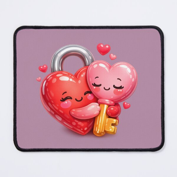 Item preview, Cute Heart Lock and Key Couple | Kawaii Valentine's Day Art designed and sold by Moons Studio.