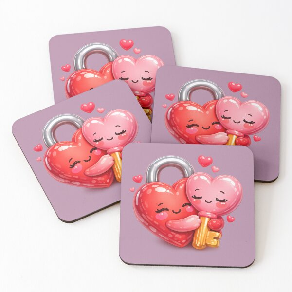 Item preview, Cute Heart Lock and Key Couple | Kawaii Valentine's Day Art designed and sold by Moons Studio.