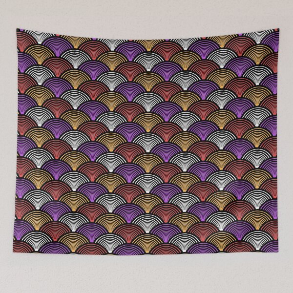Item preview, Modern Art Deco Fans Red Yellow Purple Black White designed and sold by Pinkdeer Designs.