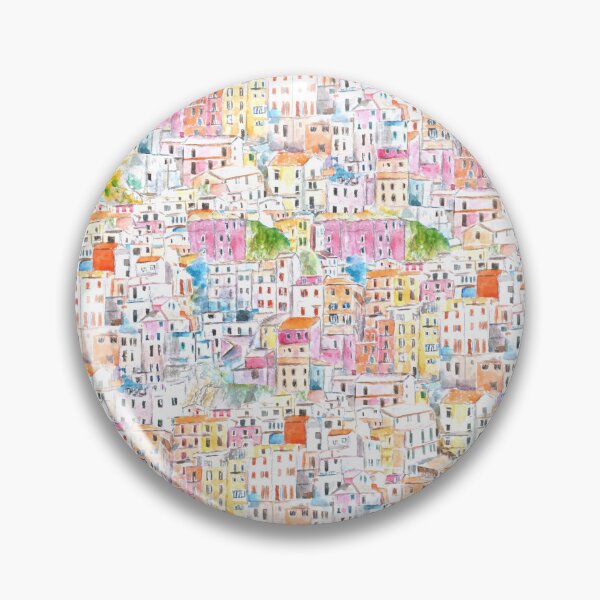 Item preview, Italy Cinque Terre pattern watercolor painting designed and sold by ColorandColor.