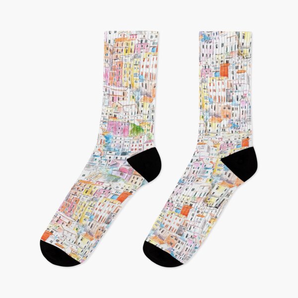 Item preview, Italy Cinque Terre pattern watercolor painting designed and sold by ColorandColor.