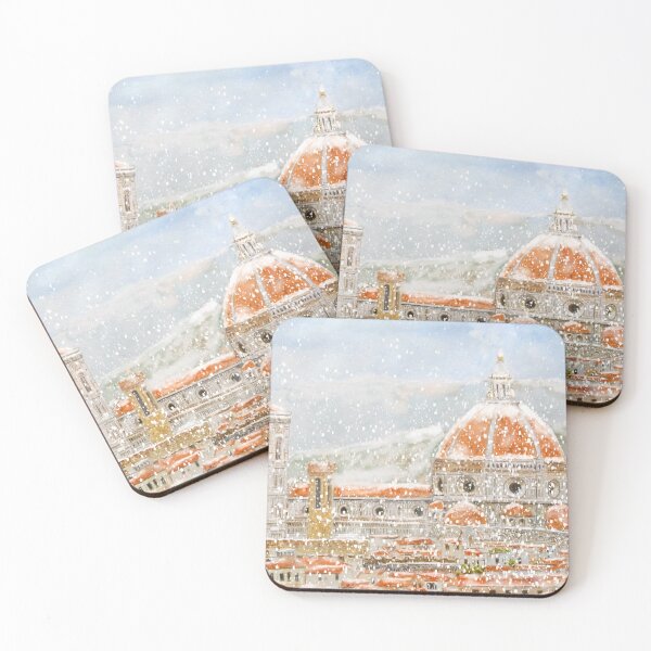 Item preview, Snowy day of Italy Florence Cathedral Duomo watercolor painting hand painted  designed and sold by ColorandColor.