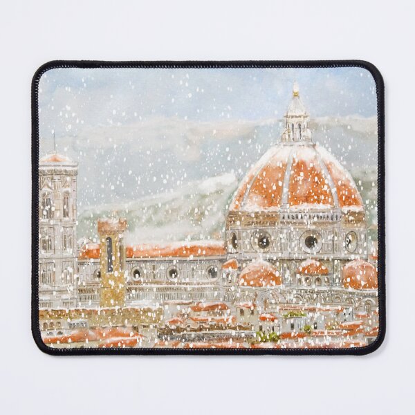 Item preview, Snowy day of Italy Florence Cathedral Duomo watercolor painting hand painted  designed and sold by ColorandColor.