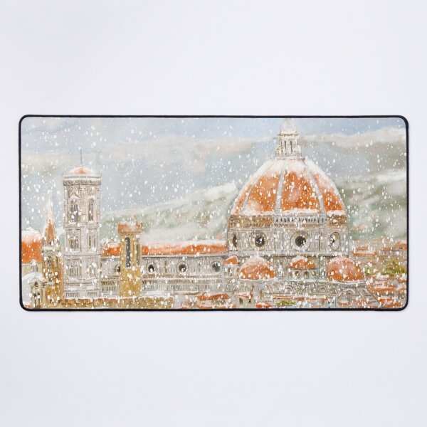 Item preview, Snowy day of Italy Florence Cathedral Duomo watercolor painting hand painted  designed and sold by ColorandColor.