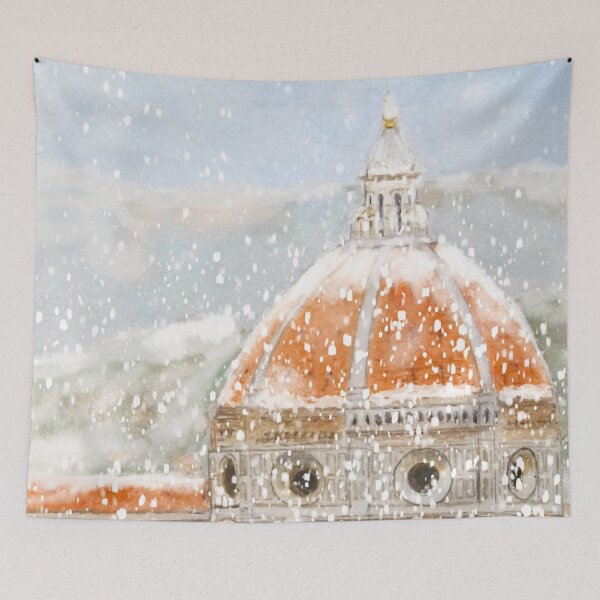Item preview, Snowy day of Italy Florence Cathedral Duomo watercolor painting hand painted  designed and sold by ColorandColor.