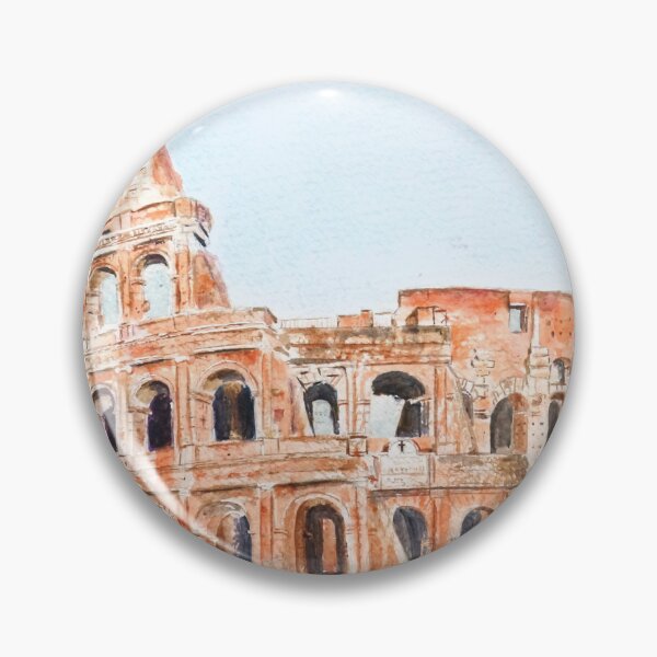 Item preview, hand painted Italy Rome colosseum watercolor painting with background  designed and sold by ColorandColor.