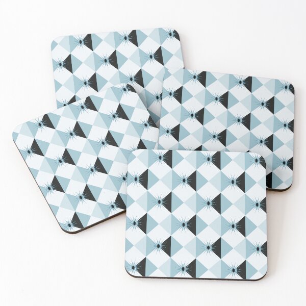 Item preview, MCM Atomic Sunburst Rhombus Diamonds Retro Blue Black designed and sold by Pinkdeer Designs.